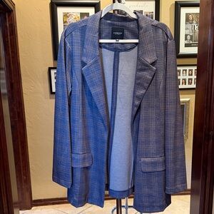 Liverpool Los Angeles Denim Blue Plaid Blazer 2X
